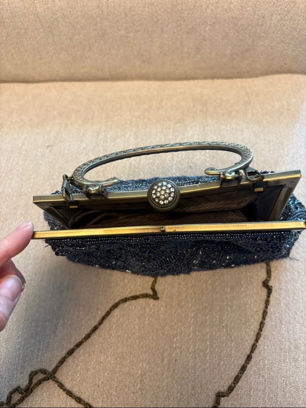 Vintage Beaded Evening Bag - Navy